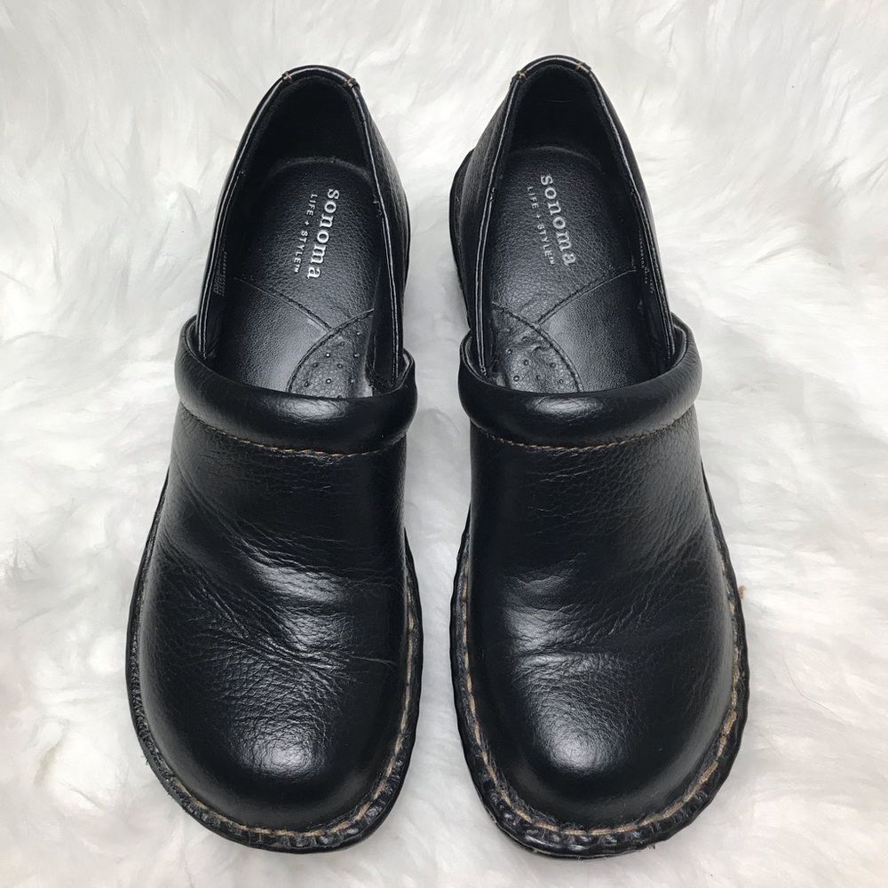 SONOMA Sandaria Clogs Black Leather Shoes
